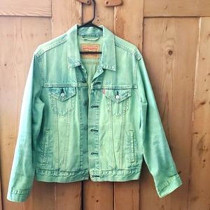 Men's Levi Jean Jacket Small Custom Overdyed Spring Green